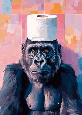 Gorilla with Toilet Paper Hat