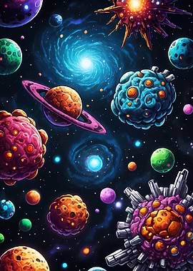Colorful Planets Space