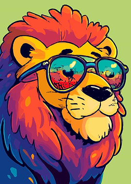 Cool Lion with Sunglasses Illustration