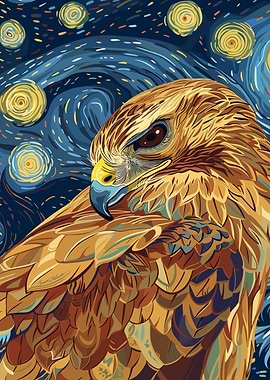 Eagle in Starry Night Style