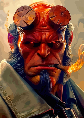 Hellboy Smoking Cigar Portrait