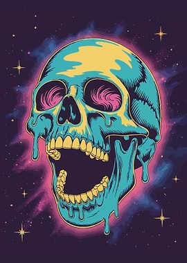 Psychedelic Skull in Space