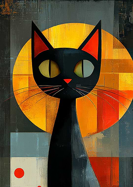 Abstract Black Cat Art