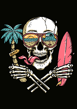Skull Surfer Beach Vibes