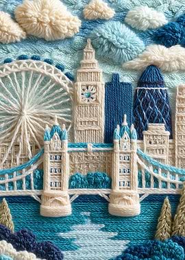 London Skyline Embroidery Art