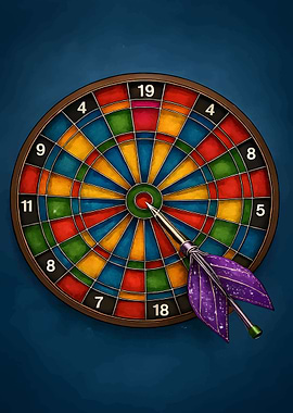 Dartboard with Dart in Bullseye