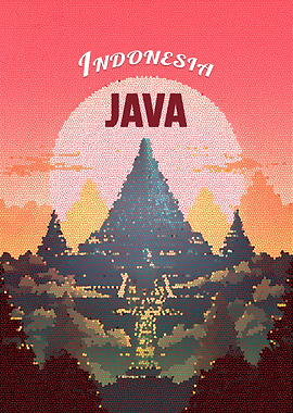 Indonesia Java Travel Poster Art