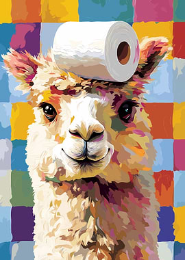 Llama with Toilet Paper Hat