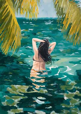 Woman in Tropical Water Painting