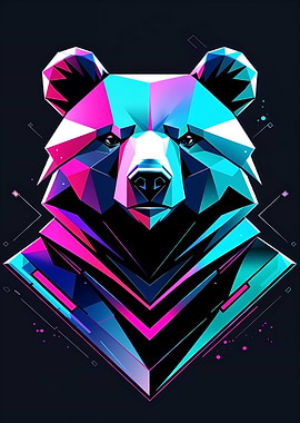 Geometric Bear Head Art