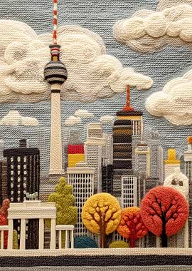 Berlin Skyline Embroidery Art