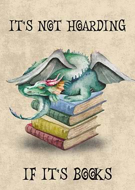 Dragon on Books Watercolor Art