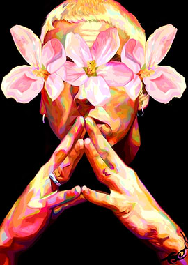 Eminem Floral Portrait with Hands