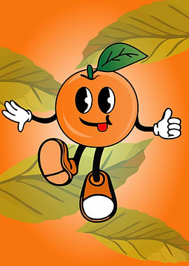 Cartoon Orange Character with Retro Style