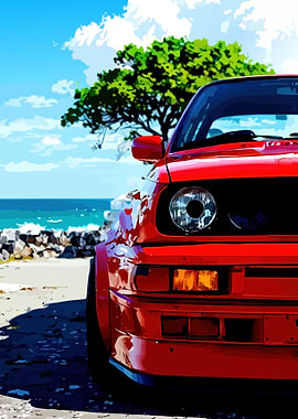Red Car by the Sea