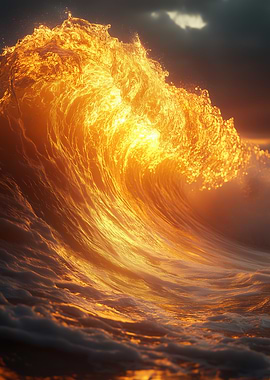 Golden Wave at Sunset