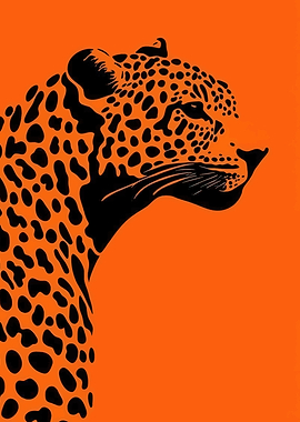 Leopard Portrait in Orange and Black