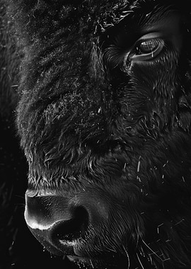 Monochrome Bison Portrait
