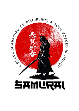 Samurai Warrior Silhouette with Red Sun