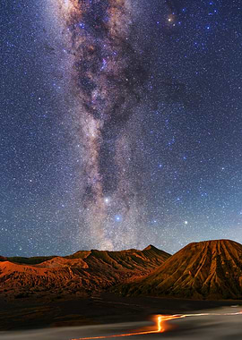Milky Way Galaxy over mountains in California USA