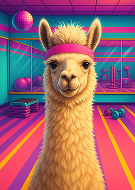 Llama in Gym with Headband