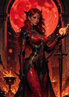 Blood Moon Sorceress: Mystical Enchantress of the Crimson Night