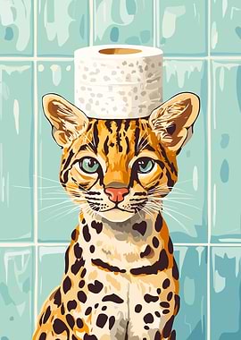 Cat with Toilet Paper Hat