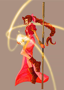 Aerith Gainsborough with Staff and Magic