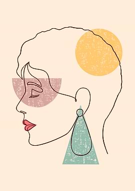 Abstract Woman Portrait with Geometric Shapes
