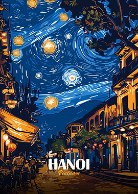 Hanoi Vietnam Starry Night Art