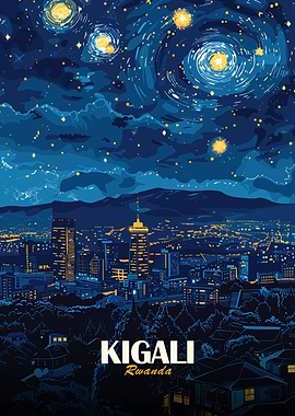 Kigali Rwanda Starry Night Cityscape