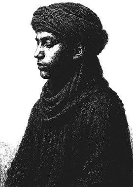 Monochrome Portrait of a Man with Turban