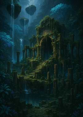 Mystical Ruins in Overgrown Jungle
