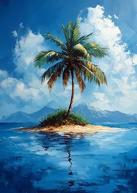 Tropical Island Palm Tree Painting