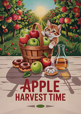 Apple Harvest Time with Cat
