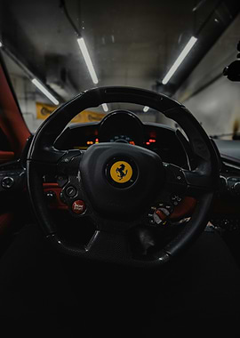 Ferrari Steering Wheel Interior View