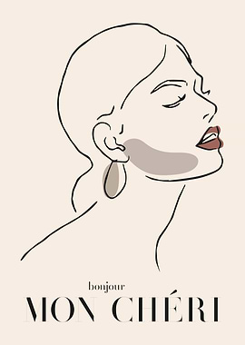 Minimalist Woman Portrait with French Text