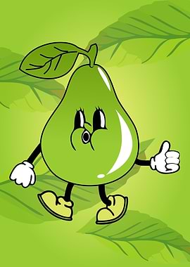 Cartoon Pear Character with Thumbs Up