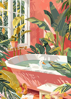 Tropical Bathroom with Duck