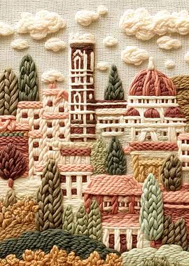 Florence Skyline Embroidery Art