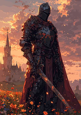Dark Knight in a Flower Field