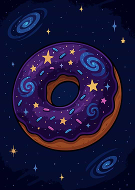 Cosmic Donut in Space Illustration