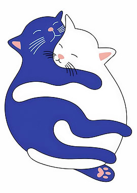 Hugging Cats Illustration