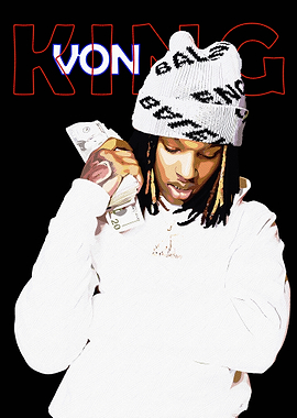 King Von Portrait with Money