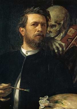 Self-Portrait with Death Playing the Fiddle