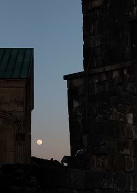 Ancient Ruins and Moonlit Sky