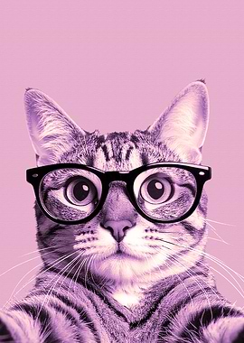 Cat with Glasses Portrait