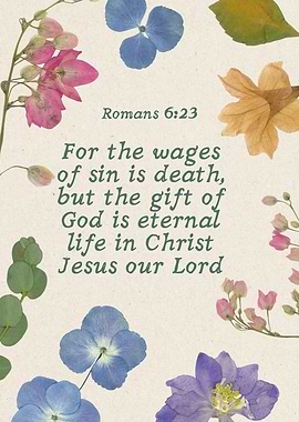 Romans 6:23 Floral Bible Verse Art