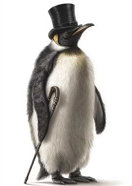 Penguin with Top Hat and Cane