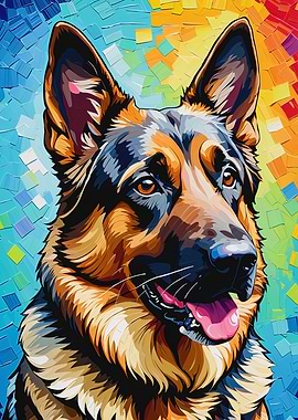 Colorful German Shepherd Portrait